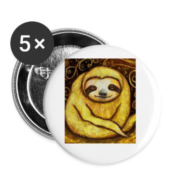 Faultier Portrait Lustig Gustav Klimt Style - Buttons groß 56 mm (5er Pack) - Weiß - Vorne