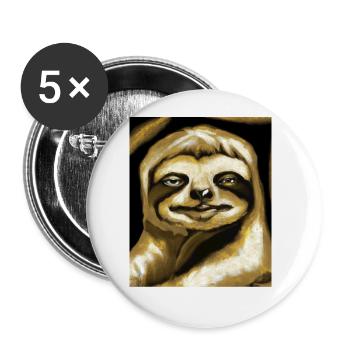 Sloth Portrait Funny Cubism Gustav Klimt - Buttons large 2.2''/56 mm (5-pack) - white - Front