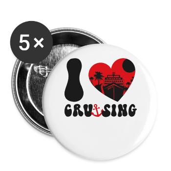 Cruise Ship Vacation Heart I Love - Buttons groß 56 mm (5er Pack) - Weiß - Vorne