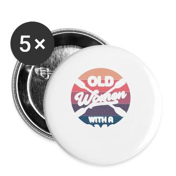 Kajak Kajakfahrer Kanu Outdoor Wasserkajak - Buttons groß 56 mm (5er Pack) - Weiß - Vorne