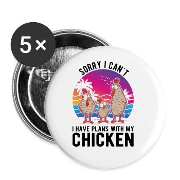 Poulets Élevage de poulets Éleveur de poulet - Lot de 5 grands badges (56 mm) - blanc - Devant