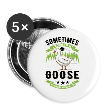 Gänse Geschenk Gänsezüchter Gans - Buttons groß 56 mm (5er Pack) - Weiß - Vorne