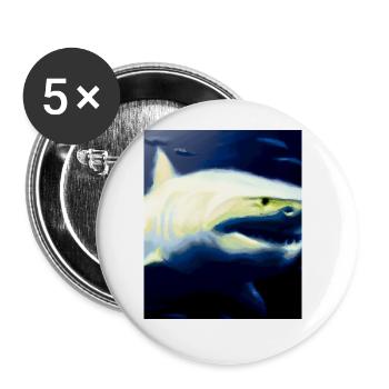 Great White Shark Vincent Van Gogh Style - Buttons large 2.2''/56 mm (5-pack) - white - Front