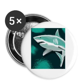 Great White Shark Vincent Van Gogh Style - Buttons large 2.2''/56 mm (5-pack) - white - Front