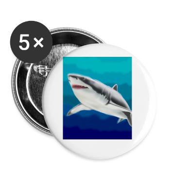 Great White Shark Vincent Van Gogh Style - Buttons large 2.2''/56 mm (5-pack) - white - Front