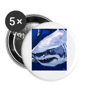 Great White Shark Vincent Van Gogh Style - Buttons large 2.2''/56 mm (5-pack) - white - Front