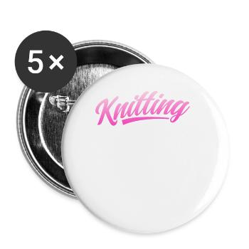 Tricot à l’aiguille de fil de fil de crochet froissé - Lot de 5 grands badges (56 mm) - blanc - Devant