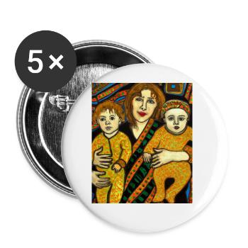 Gustav Klimt Style Portrait Einer Mama Mit Zwei - Buttons groß 56 mm (5er Pack) - Weiß - Vorne