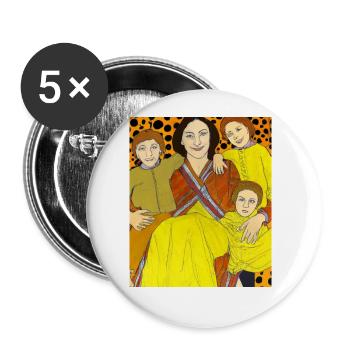 Gustav Klimt Style Portrait Einer Mama Mit Drei - Buttons groß 56 mm (5er Pack) - Weiß - Vorne