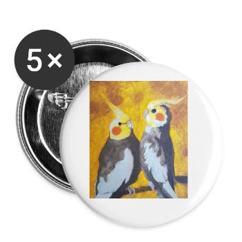 Cockatiel Couple Gustav Klimt Style - Buttons large 2.2''/56 mm (5-pack) - white - Front