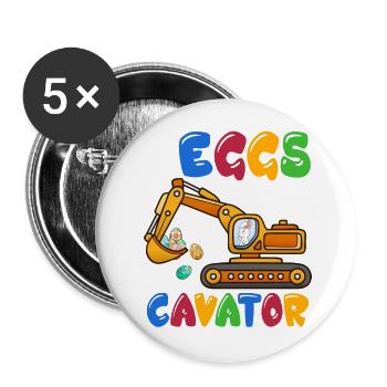 Funny EggsCavator Happy Easter Excavator Egg Kids - Buttons large 2.2''/56 mm (5-pack) - white - Front