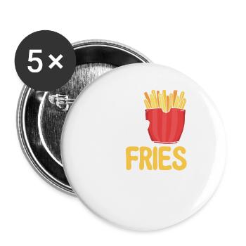 Pommes Frites Fast Food Pommes Frites - Buttons groß 56 mm (5er Pack) - Weiß - Vorne