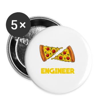 Pizza - Lot de 5 grands badges (56 mm) - blanc - Devant