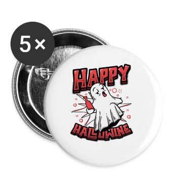 Cheerful Halloween ghost drinks wine. - Buttons large 2.2''/56 mm (5-pack) - white - Front