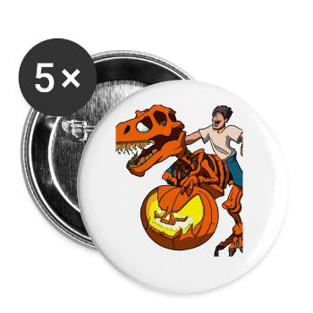 Halloween Dino Ghoul Riding Dinosaurs - Buttons large 2.2''/56 mm (5-pack) - white - Front