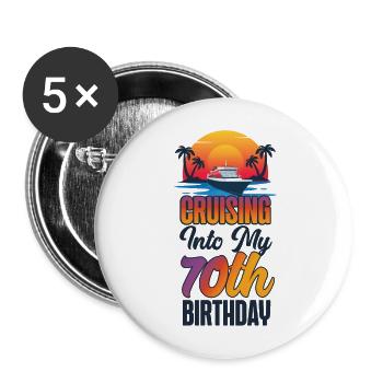 Cruise Ship Vacation 70th Birthday - Buttons groß 56 mm (5er Pack) - Weiß - Vorne