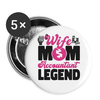 Accountant Bookkeeper Accounting - Buttons large 2.2''/56 mm (5-pack) - white - Front