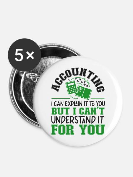 Accountant Bookkeeper Accounting - Buttons groß 56 mm (5er Pack) - Weiß