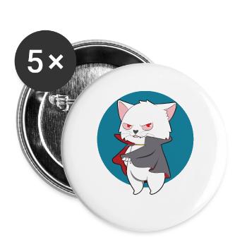 VAMPIRE CAT Halloween Vampir Horror Monster - Buttons large 2.2''/56 mm (5-pack) - white - Front