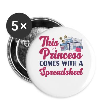 Accountant Bookkeeper Accounting - Buttons large 2.2''/56 mm (5-pack) - white - Front
