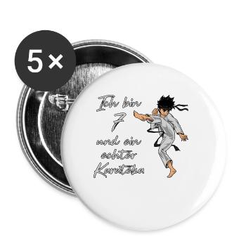 Ich bin 7 - Jungen Karate - Buttons groß 56 mm (5er Pack) - Weiß - Vorne