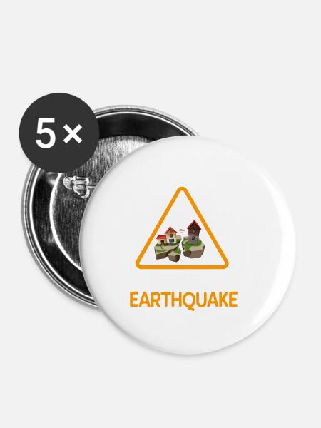 Erdbeben - Buttons groß 56 mm (5er Pack) - Weiß
