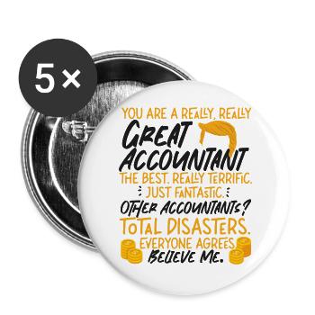 Accountant Bookkeeper Accounting - Buttons large 2.2''/56 mm (5-pack) - white - Front