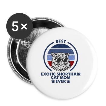 Cat Mama - Exotic Shorthair Cat - Buttons large 2.2''/56 mm (5-pack) - white - Front