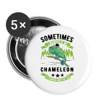 Chameleon Gift Chameleon - Buttons large 2.2''/56 mm (5-pack) - white - Front