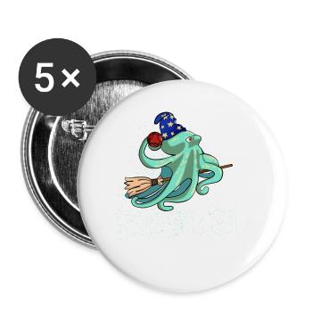 Squid-Ditch On A Broom Magical Octopus Costum - Buttons groß 56 mm (5er Pack) - Weiß - Vorne