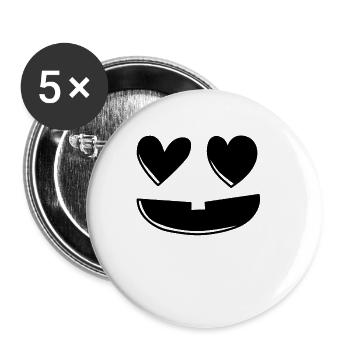 Heart Pumpkin Head Pumpkin Face Halloween - Buttons groß 56 mm (5er Pack) - Weiß - Vorne