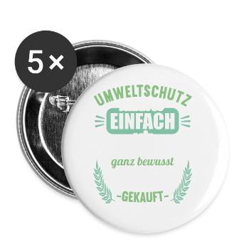 Anti Umweltschutz Parodie Umweltschutz - Buttons groß 56 mm (5er Pack) - Weiß - Vorne