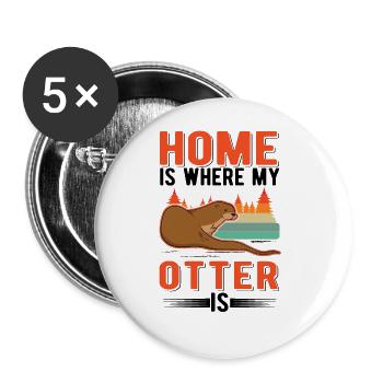 Loutre domestique Loutre Loutre de mer - Lot de 5 grands badges (56 mm) - blanc - Devant
