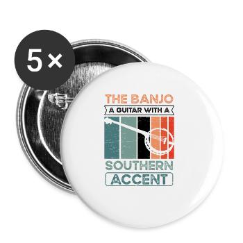 Banjo Ein - Buttons groß 56 mm (5er Pack) - Weiß - Vorne