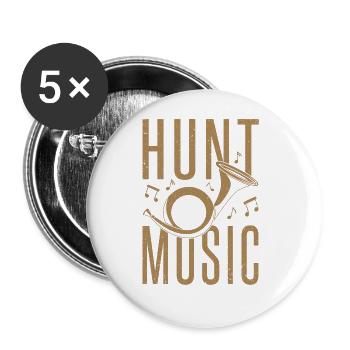 Jagdhorn Jäger Musik gruppen design - Buttons groß 56 mm (5er Pack) - Weiß - Vorne