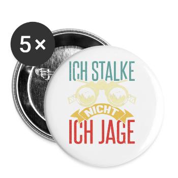 Lustiges Jagdhorn Fernglas Jäger Spruch design - Buttons groß 56 mm (5er Pack) - Weiß - Vorne