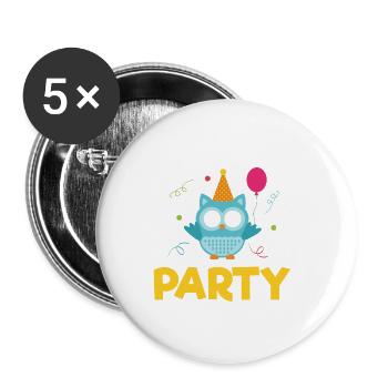 Tolle Eulenparty Für Alle Eulenfans - Buttons groß 56 mm (5er Pack) - Weiß - Vorne