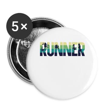 Coureur de course Semi-Marathon Rétro - Lot de 5 grands badges (56 mm) - blanc - Devant
