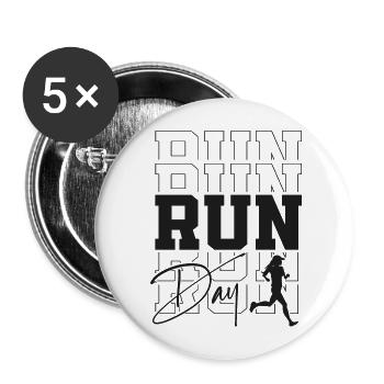 Running Runner Half Marathon - Buttons groß 56 mm (5er Pack) - Weiß - Vorne