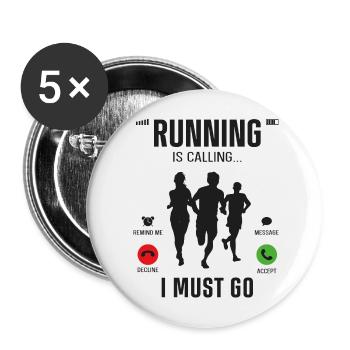 Running Runner Half Marathon Téléphone - Lot de 5 grands badges (56 mm) - blanc - Devant