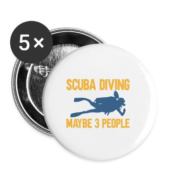 Sporttauchen Geschenk Unterwasser Sporttaucher - Buttons groß 56 mm (5er Pack) - Weiß - Vorne