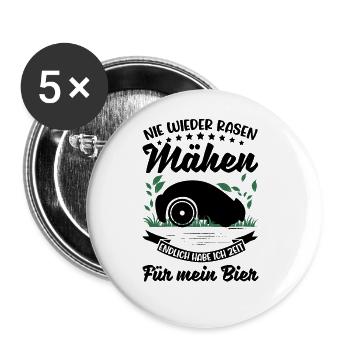 Mähroboter Bier Rasenmähroboter - Buttons groß 56 mm (5er Pack) - Weiß - Vorne
