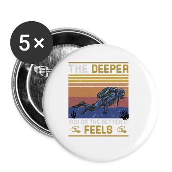 Sporttauchen Geschenk Unterwasser Sporttaucher - Buttons groß 56 mm (5er Pack) - Weiß - Vorne
