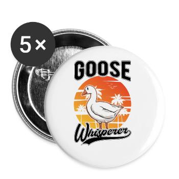 Geese Whisperer Gift Goose Breeder Goose - Buttons large 2.2''/56 mm (5-pack) - white - Front
