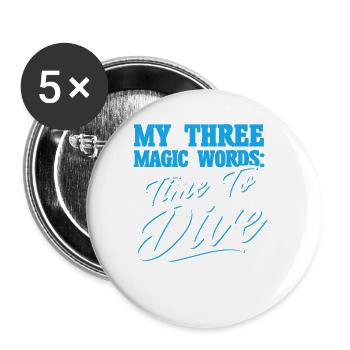 Sporttauchen Geschenk Unterwasser Sporttaucher - Buttons groß 56 mm (5er Pack) - Weiß - Vorne