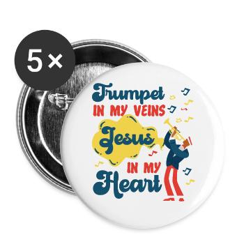Trumpet Player Jesus Faith - Buttons groß 56 mm (5er Pack) - Weiß - Vorne