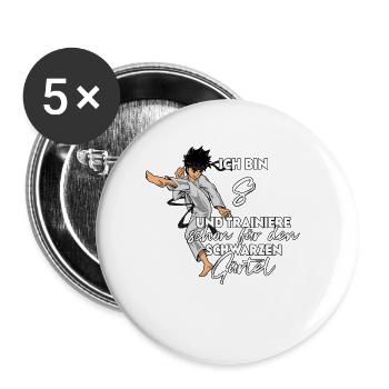 Ich bin 8 - Jungen Karate - Buttons groß 56 mm (5er Pack) - Weiß - Vorne