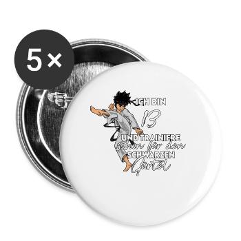 Ich bin 13 - Jungen Karate - Buttons groß 56 mm (5er Pack) - Weiß - Vorne
