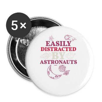 einfach abgelenkt durch Astronauten - Buttons groß 56 mm (5er Pack) - Weiß - Vorne