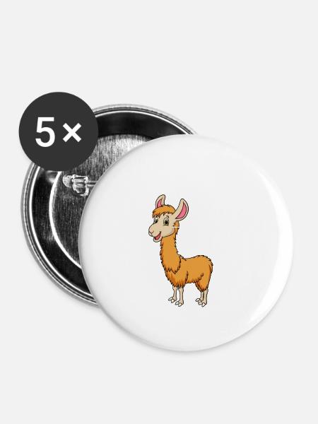 Anatomie eines Lamas - Buttons groß 56 mm (5er Pack) - Weiß